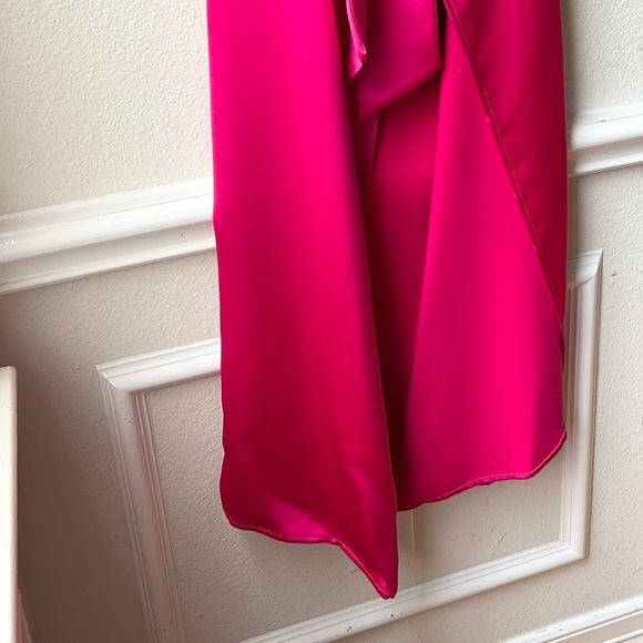NWT Ramy Brook Milan Open Tie Back Column Gown Hot Pink Sz 12 - Picture 12 of 15